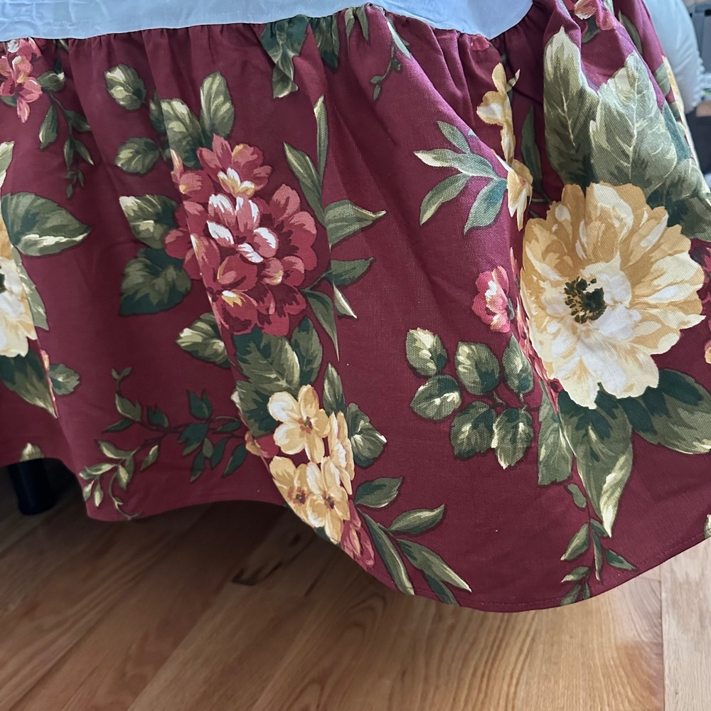 Waverly Garden Room Bed Skirt Floral Double Full Matrimonial Bedding Red Yellow